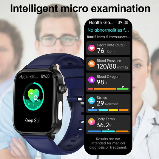 2024 New ECG+PPG Medical Grade Smart Watch Men Blood Glucose Blood Lipid Uric Acid Monitoring Bluetooth Call Health Smartwatches