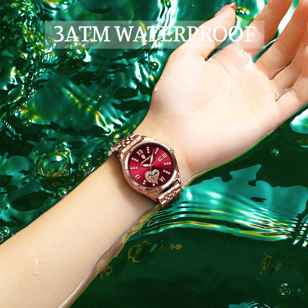 POEDAGAR Top Luxury Woman Watches Waterproof Luminous Date Stainless Steel Women's Quartz Wristwatch Elegant Dress Ladies Watch