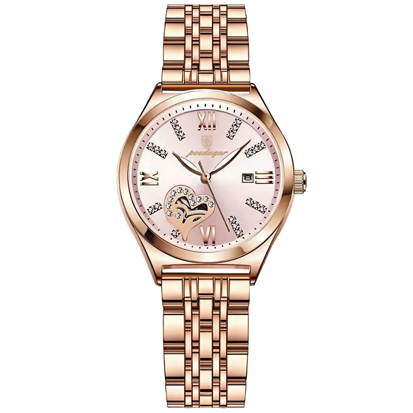 POEDAGAR Top Luxury Woman Watches Waterproof Luminous Date Stainless Steel Women's Quartz Wristwatch Elegant Dress Ladies Watch