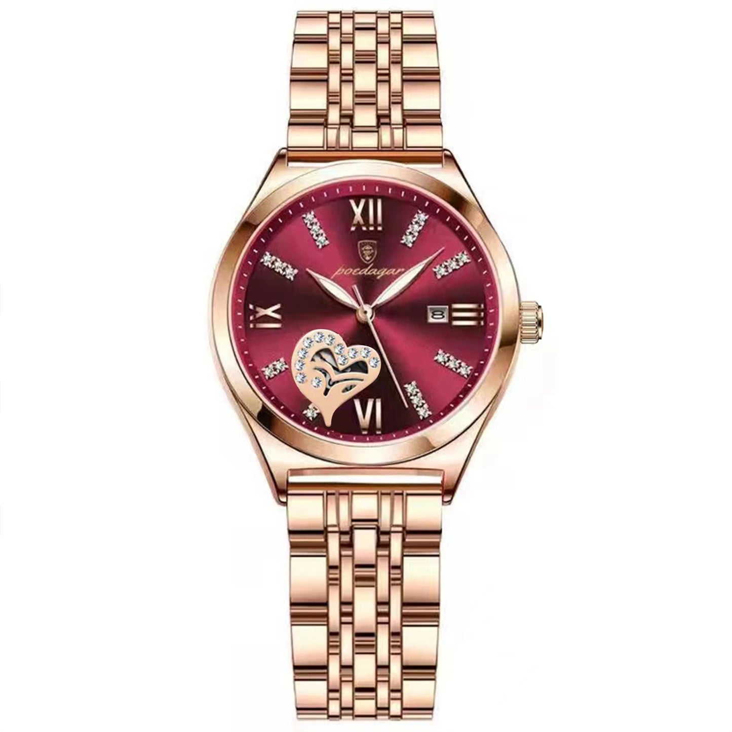 POEDAGAR Top Luxury Woman Watches Waterproof Luminous Date Stainless Steel Women's Quartz Wristwatch Elegant Dress Ladies Watch